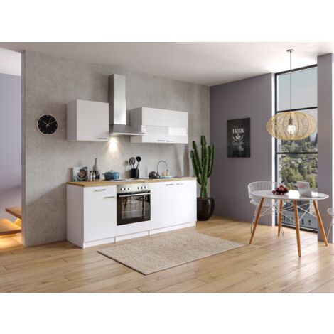 Blocco Cucina RESPEKTA 150 Cm - Con Frigo, Microonde E Piastre, Bianco - Foto 7