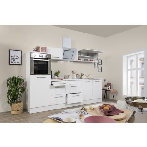 Blocco Cucina RESPEKTA 150 Cm - Con Frigo, Microonde E Piastre, Bianco - Foto 4