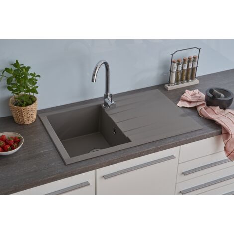 Lavello da cucina Lavello da incasso Granito Mineralite 80 x 50 Grigio Respecta Houston