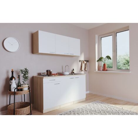 Cucina minicucina singola rovere bianco senza frigorifero Luis 150 cm Respecta
