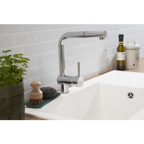 Lavello da incasso lavello cucina granito mineralite 86 x 50 bianco Respecta Denver