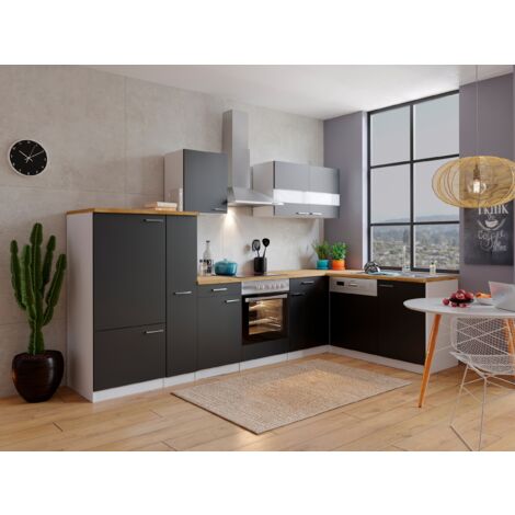 Cucina Blocco cucina Cucina ad angolo Cucina ad angolo Bianco Nero Malia 310x172 cm Respekta (1/5)