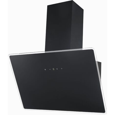 Cappa aspirante Cappa inclinata senza testa da 80 cm nera A++ aria di ricircolo LED Respecta