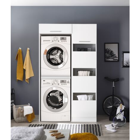 Mobile Lavatrice Mobile Asciugatrice Mobile Lavanderia 117 cm Bianco Clara Respecta