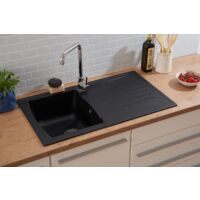 Lavello da cucina da incasso aspetto granito Mineralite 86 x 50 nero Respekta Boston