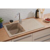 Lavello da cucina lavello da incasso granito Mineralite 86 x 50 beige Respecta Boston