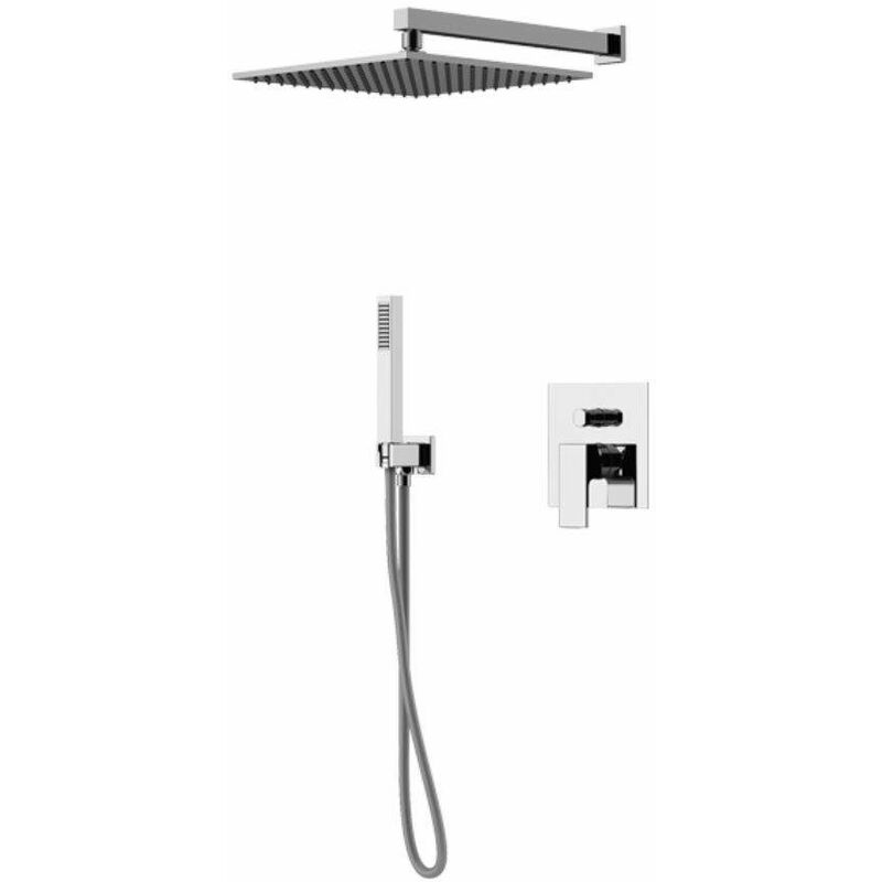 Kit de ducha modelo redondo con salida de agua, teleducha y repisa con  dispensador Tecom Genius