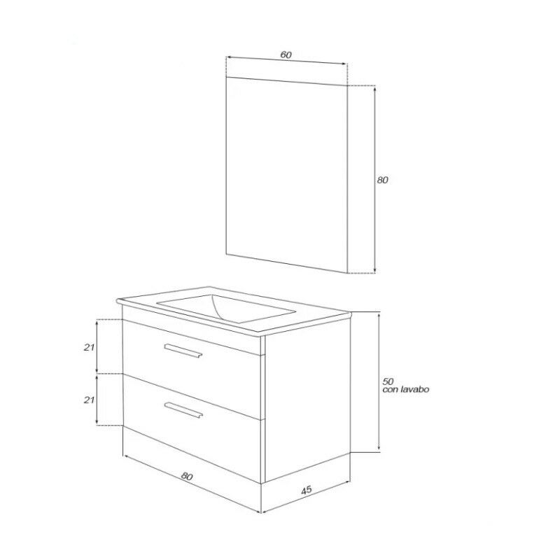 Mueble lavabo 45 x 50 cm en color blanco Feridras Stella 799038