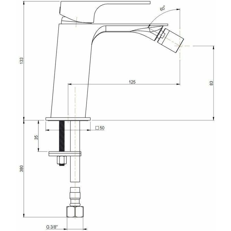 Mezclador de bidé negro mate Piralla Como 0TOYO092A21 Negro mate - Sin  Desagüe