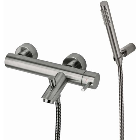 Mezclador de baño externo en acero cepillado con ducha Paffoni Light LIG023ST Steel Looking (1/3)