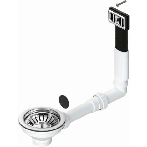 Desagüe para fregadero Ø114 mm con rebosadero rectangular L.B. Plast DS590-P  Cromo