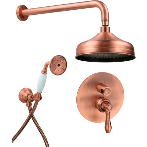 Kit de ducha completo con mezclador empotrado de 2 vías, modelo retro, color cobre Gattoni Oxford 3190/PDVC cobre
