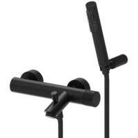 Monomando de pared para bañera negro mate con soporte de ducha de mano articulado de pared Paffoni Jo JO023NO Negro mate