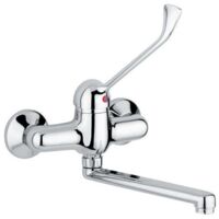 Mezclador de fregadero de pared con palanca clínica y caño giratorio Idral 02400 Cromo