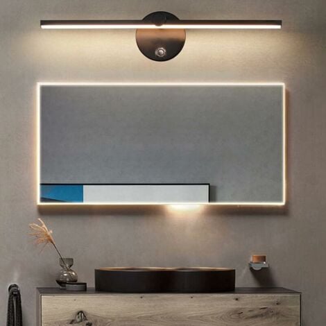 Lampes pour Miroir LED Dimmable avec Interrupteur, Applique Salle de Bain Rotative à 300° LED 8W 4000K Lampe Miroir Salle
