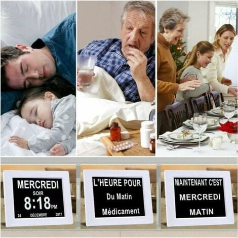 Horloge calendrier numérique One Piece 7 pouces avec date et heure, horloge Alzheimer pour parents, rappel de médicaments pour grands-parents et enfants - Blanc - 20.414.32.4cm ULISEM