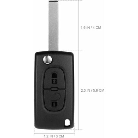 Ulisem 2 Boutons Coque Clé Compatible CE0523 clé à Rabat Pliable pour Peugeot 207 307 308 407 408 3008 5008 Citroen C2 C3 C4 C5 C6 C8 (2 Boutons, CE0523)