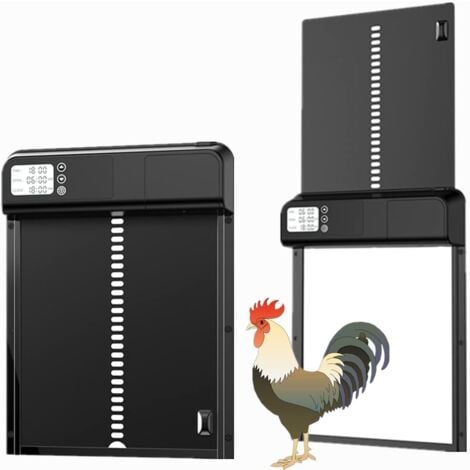 Nouveau Porte De Poulailler Automatique,3.0 Smart Metal Chicken coop Door,Porte Animale en métal avec minuterie,Suitable for Chickens, Ducks, Pigeons, etc(Black)