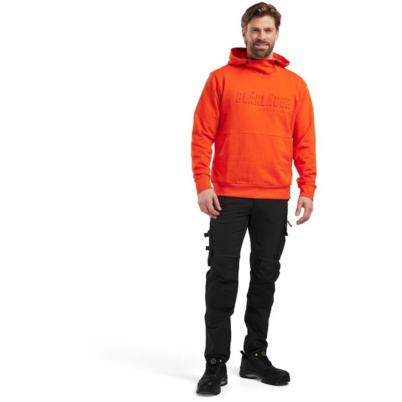 Giacca A Maglia Con Cappuccio Blakläder, Zip, Rinforzi In Soft Shell Su Spalle E Gomiti, Taglia S, Arancione/nero