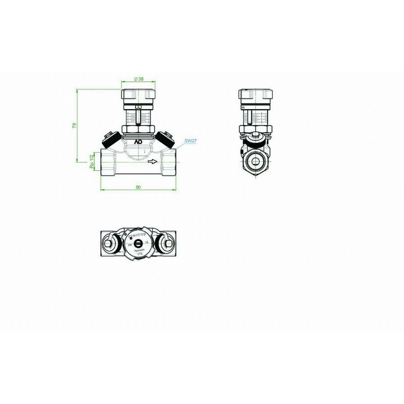 Valvola termostatica preregolazione diritta per tubo rame, plastica e  multistrato - 105p