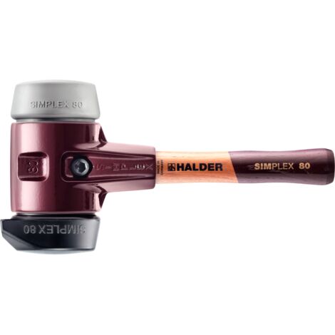 HALDER SIMPLEX Mazza in gomma piena, con piede integrato / TPE medio, con alloggiamento in ferro malleabile e manico in legno di alta qualità - D=80 mm - Manico extra corto - 3023.282 (1/3)