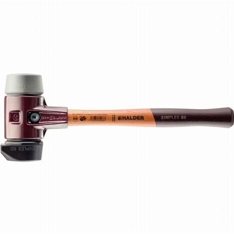 HALDER SIMPLEX Mazza in gomma, con piede integrato / supporto in TPE, con alloggiamento in ferro malleabile e manico in legno di alta qualità - D=60 mm - 3023.260 (1/2)