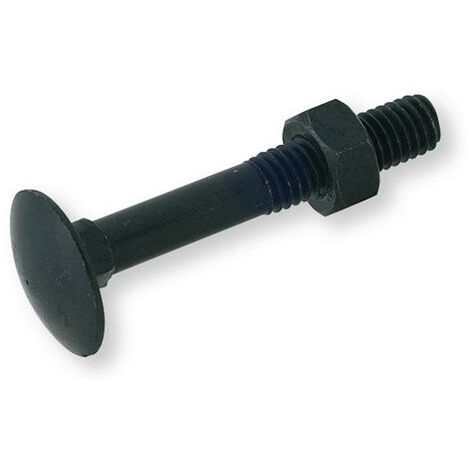 Bullone Testa Tonda 8x90mm Con Quadro Sottotesta Nero - Per Legno E Ferro