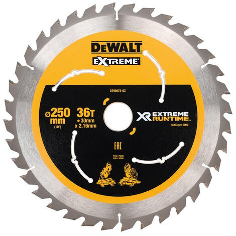 Lama per sega circolare DEWALT 250x30 mm 36 denti XR Extreme Runtime - DT99572