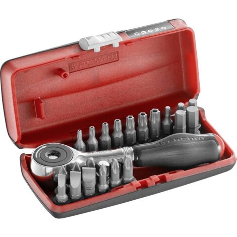 Portabit FACOM a cricchetto 1/4 con impugnatura girevole + 22 bit - R.PE360J22PB