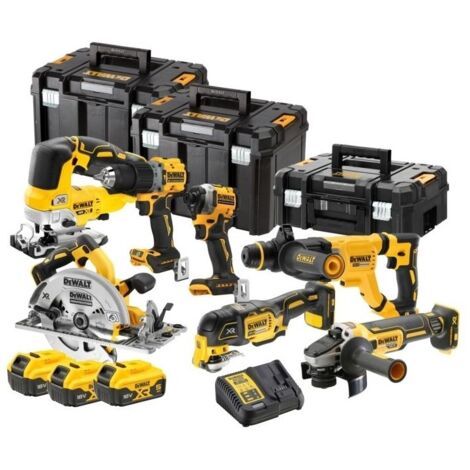 Kit 7 attrezzi XR 18V - DEWALT - con 3 batterie da 18V 5,0 Ah - caricabatterie - 3 T-Stack - DCK706P3T-QW