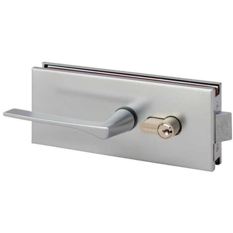 Serratura per porta in vetro METALUX con maniglia quadrata e placca rettangolare 77x185 mm - NM90451000