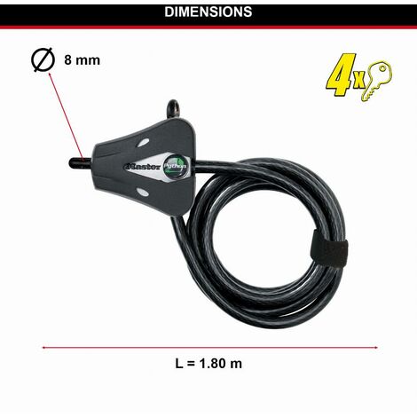 MASTER LOCK Cavo Regolabile Antifurto - Da 30 cm a 1,8 m - Python - 8418EURD - Ideal per Strumenti, Attrezzature Sportive, Mobili da Giardino (1/10)