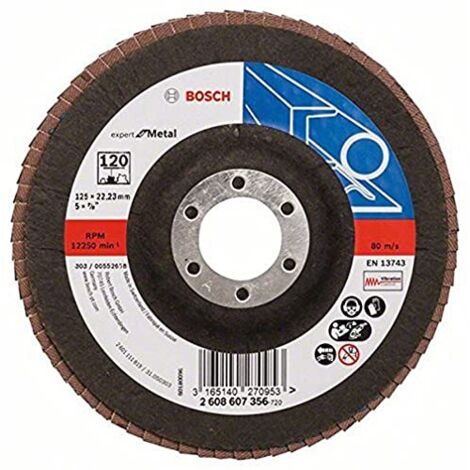 Disco lamellare BOSCH EXPERT FOR METAL con superficie piana Ø125 - Grana 120 - 2608607356