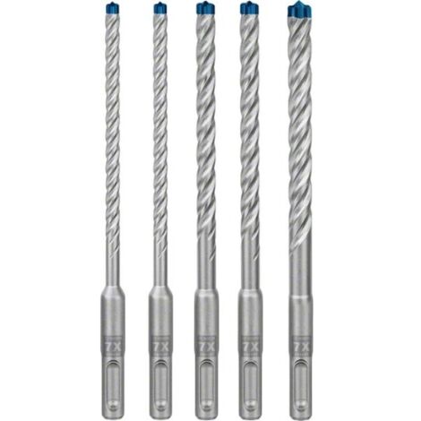 Set di 5 punte per calcestruzzo BOSCH SDS-Plus 7X Expert 6/6/8/8/10 mm - 2608900198