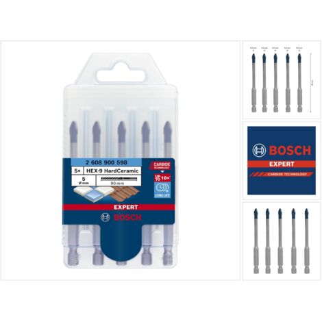 BOSCH Trapano per tetti in ceramica dura Hex-9 Expert Ø 5 mm - 5 pezzi - 2608900598