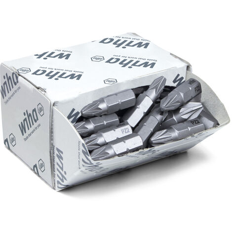 Wiha Set di inserti Standard 25 mm Pozidriv (PZ2), 50 pz., 1/4" C6,3, in confezione grande (08057)