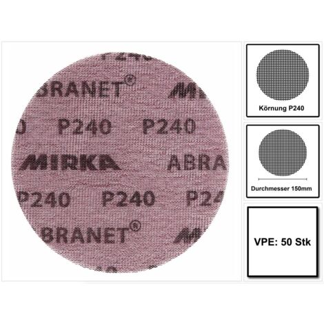Disque abranet Ø 150 mm MIRKA - Boite de 50 - Grain 240 - 5424105025