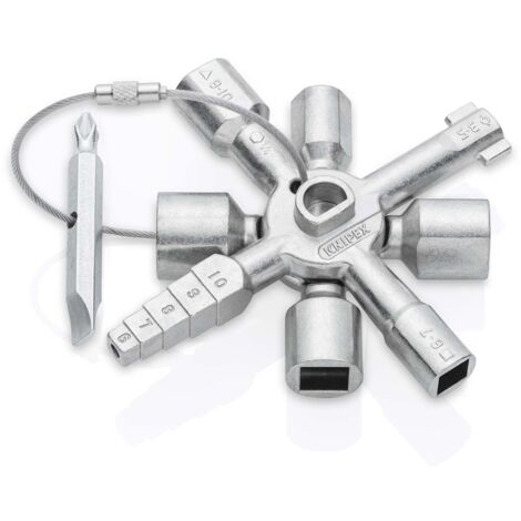 Chiave universale Knipex TwinKey per armadi elettrici – Modello a 8 bracci – Rivestimento in acciaio inox – Lunghezza 95 mm (1/10)