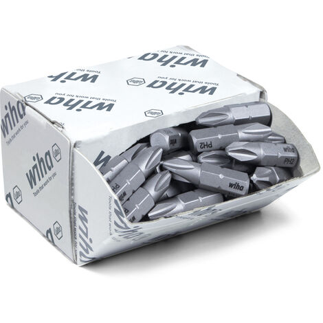 Wiha Set di inserti Standard 25 mm Phillips (PH2), 50 pz., 1/4" C6,3, in confezione grande (08048)