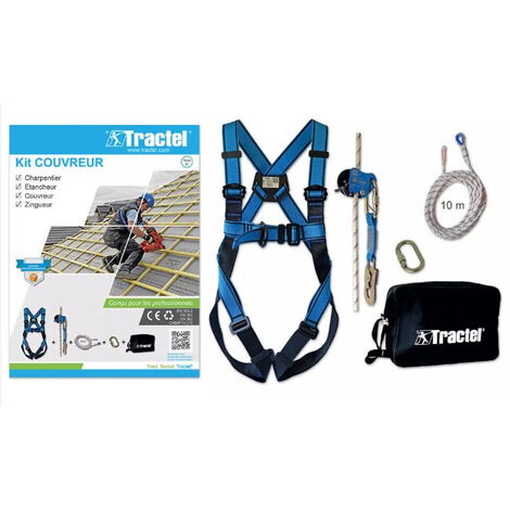Kit per rocciatori TRACTEL Imbracatura + anticaduta + corda da 10 m - 70162