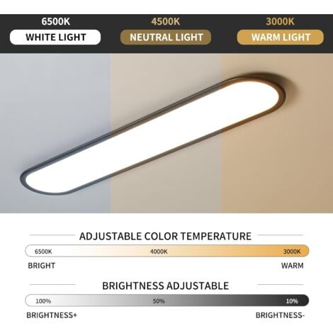 Ganeed Lámpara de techo LED regulable, luces de techo largas de espectro completo, modernas lámparas planas ultradelgadas para dormitorio, cocina, armario, pasillo, Negro