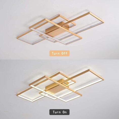 Ganeed Lámpara de Techo LED, Plafon LED de Techo Moderna de 75W, Luzde Techo LED Negra Acrílica de Aluminio de 3 Cuadrados, Montaje Empotrado para Sala de Estar, Cocina de Estudio, Blanco frío/6000 K