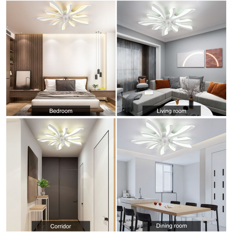 Dibaful Deckenventilator Mit LED Beleuchtung - 48cm Smart Ventilator Mit APP & Fernbedienung 70W