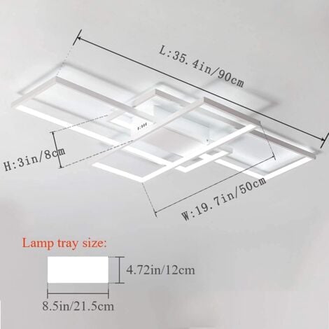 Ganeed Deckenleuchte, Moderne LED Deckenleuchten mit 3 Quadraten,50W Kaltweiß Einfaches Design Aluminium Acryl Unterputz Deckenlampe Leuchten für Küche Esszimmer Wohnzimmer Studie Korridor, 6000K