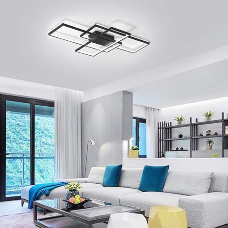 Ganeed LED Deckenleuchte,50W Moderne Deckenleuchten,3-Squares Aluminium Acryl Schwarz Kronleuchter, Moderne Einfache Unterputz Deckenlampe für Esszimmer Wohnzimmer Arbeitszimmer Küche,Cool White/6000K