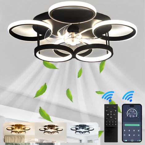 Deckenventilator Mit Beleuchtung,led Deckenleuchte Mit Ventilator Fernbedienung Und APP Leise,66W Dimmbare Deckenlampe Timer Lampe Mit Ventilator Für Schlafzimmer Wohnzimmer Esszimmer Licht,65x65cm