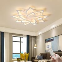 Ganeed LED Deckenleuchte, Blumenform Design Deckenleuchte, Moderne Deckenleuchte mit Fernbedienung, Weiße Acryl Deckenleuchte für Wohnzimmer, Schlafzimmer 90W,14 Pedale