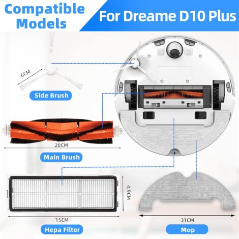 Voor Xiaomi Dreame Bot D10 Plus Rls3d Robotstofzuiger Vervangende Onderdelen Accessoires Hoofd Zijborstel Hepa Filter Dweil Stofzak Voor Xiaomi Dreame Bot D10 Plus Rls3d Robotstofzuiger Vervangende Onderdelen Accessoires Hoofd Zijborstel Hepa Filter Dweil Stofzak