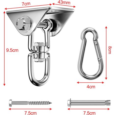 TrySalar Boxsack Aufhänge-Ketten Set | 4 Haken 6 Paneele Edelstahl 360° Drehbar