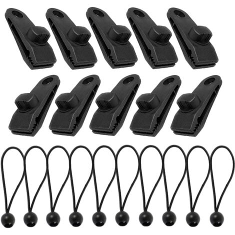 10 Sets , Planenklammern, Tarp Clips mit Spanngummis, Planenbefestigung
